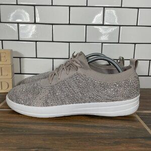 Fitflop F Sporty Uberknit Crystal Womens Size 11 Shoes Taupe Stretch Sneakers